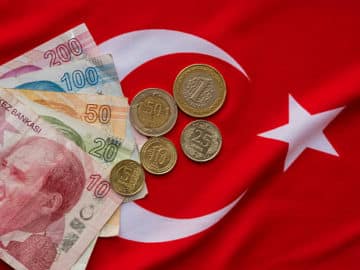 Turkish flag with Turkish Money