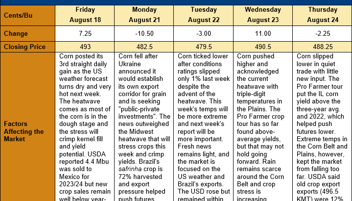 Corn Market Perspectives: Heatwave Support - Pressure of Ukraine's Humanitarian Corridor