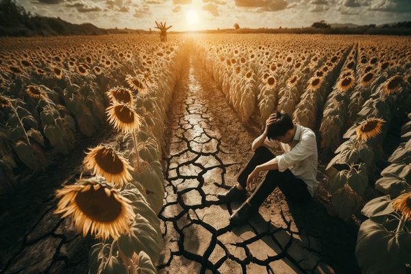 Crack in the Scorching Hot Soil: Sunflower Fields Burnt in Türkiye
