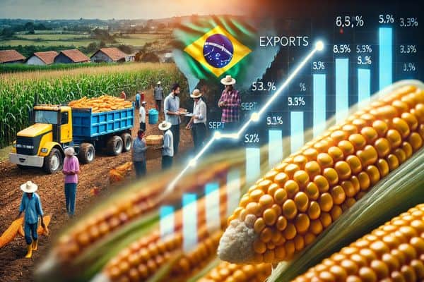 Brazilian Corn Exports Projected to Decline in September as Prices Continue to Rise.close up corn.add brazilian people