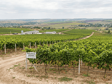Modern table grape vineyards in Moldova showcasing pergola systems and export-focused horticulture.
