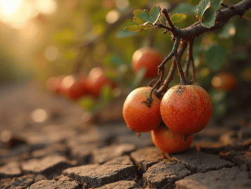 Heatwave damage in Australian fruit orchard