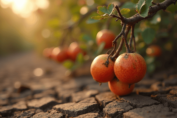 Heatwave damage in Australian fruit orchard